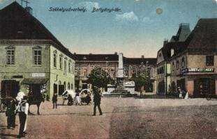 Székelyudvarhely, Batthyányi tér, Liszt üzlete, Milleniumi emlékmű / square, shop, monument (EK)