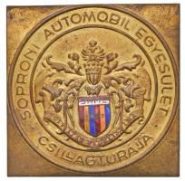 1927. "Soproni Automobil Egyesület Csillagtúrája 1927." aranyozott, zománcozott Cu plakett (66,5x66,5mm) T:2- zománchiba Hungary 1927. "Sopron Automobil Association Tour 1927." gold plated, enamelled Cu plaque (66,5x66,5mm) C:VF enamel slightly damaged