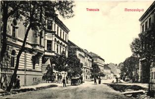 Trencsén, Marsovszky utca, Magyar Királyi Adóhivatal; Weisz Náthán kiadása / street, tax office