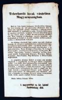 1853 Buda, A magyarországi cs. kir. katonai parancsnokság által katonai teherhordó lovak vásárlásáról kiadott hirdetmény, benne a lovakkal szemben támasztott követelményekkel, az átvételi helyek felsorolásával, kétnyelvű hirdetmény