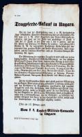 1853 Buda, A magyarországi cs. kir. katonai parancsnokság által katonai teherhordó lovak vásárlásáró...