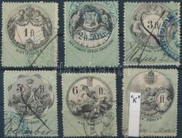 1868 14 db okirati illetékbélyeg típusváltozatokkal 2 stecklapon