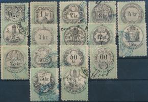 1868 Okirati illetékbélyeg teljes sor 1/2kr-20Ft