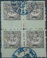 1868 Okirati illetékbélyeg 1/2kr négyestömb