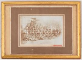 cca 1910-1918 Katonai csoportkép, Fekete Zoltán fényképész (Székesfehérvár) fotója, üvegezett fa ker...