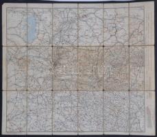 cca 1910-1920 G. Freytags Automobil- und Radfahrerkarten(Wien), Bécs és környékének autós és biciklis térképe, vászontérkép, 65x57 cm