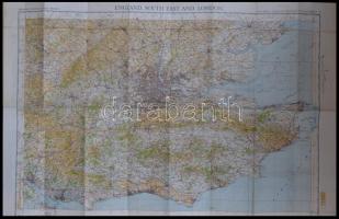 1945 Anglia, South East és London vászontérképe, Ordnance Survey Office, Southampton, 96x70 cm / 1945 England, South East and London map, Ordnance Survey Office, Southampton, 96x70 cm