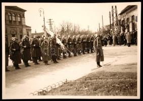 1936. XI. 8. Korabeli fotók: Kaposvár magasrangú olasz tiszt fogadása,9db, hátoldalon feliratozott, ...