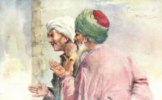 Turkish men, artist signed (fl)