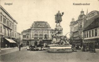 Szeged, Kossuth szobor, Pósz Alajos üzlete, bútorgyár, Wagner fia üzlete, Grósz üzlete