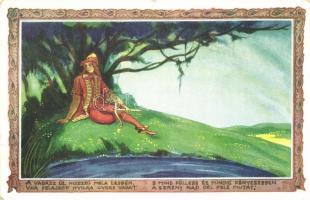 Vörösmarty Mihály: Szép Ilonka - 2 darab a háború előtti képeslap sorozatból, Szűcs Pál festményeive...