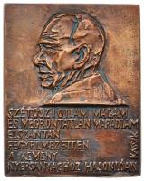 Jovánovics György (1939-) ~1970. "Kassák Lajos - Szétosztottam magam és megbontatlan maradtam elszántan, fegyelmezetten a kemény nyersanyaghoz hasonlóan" Br emlékplakett (113x89mm) T:2- Hungary ~1970. "Lajos Kassák" commemorativa plaque, unmarked. Artist: György Jovánovics (113x89mm) C:VF