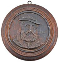 Németország DN "H S (Hans Sachs) 1520" Cu lemezplakett (158mm) fakeretben (220mm) T:2- Germany ND "H S (Hans Sachs) 1520" Cu one-sided plaque (158mm) in wooden frame (220mm) C:VF