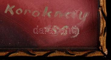 Koroknay jelzéssel: Virágcsendélet. Olaj, vászon papír, üvegezett antik keretben, 44×34 cm