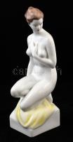 Hollóházi porcelán akt, kézzel festett, hibátlan, jelzett, m: 30 cm / Hand painted Hollóházi porcelain nude