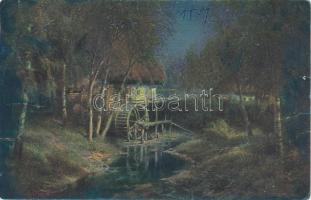 Kis méretű fotóalbum 20 db vízimalmos képeslappal (modern és régi) / photo album with 20 postcards o...