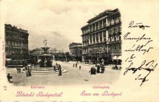 1898 Budapest VIII. Kálvin tér, gyógyszertár, villamos