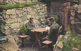 WWI Milaitary, soldiers playinag card