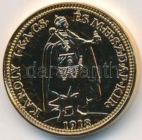 DN "1918. 20 Korona IV. Károly" aranyozott fém emlékérem (5.35g/20mm) T:PP