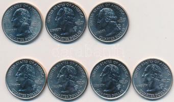 Amerikai Egyesült Államok 1999-2009. 1/4$ Cu-Ni "50 Állam" (7xklf) T:1,1-
USA 1999-2009. 1...