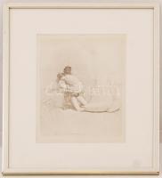 Zichy Mihály 1827-1906): Erotikus jelenet, cinkográfiáról készült nyomat, jelzés nélkül, paszpartuba...