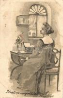 1899 Lady, litho (wet damage)