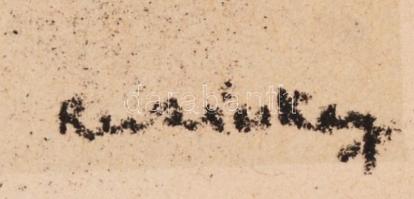 Ruzicskay György (1896-1993): Arc, algrafia, papír, jelzett az algrafián, 24,5×18,5 cm