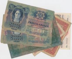 1912-1917. 1K zöld "Deutschösterreich" felülbélyegzéssel + 2K (2x) + 20K (3x) mindegyik ro...