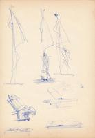 Bors István (1938-2003) szobrászművész vázlatai, cca 170 db, jelzettek, különböző méretben