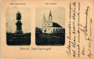 1899 Zalaegerszeg, Deák Ferencz szobor, Katolikus templom, Divald (EB)