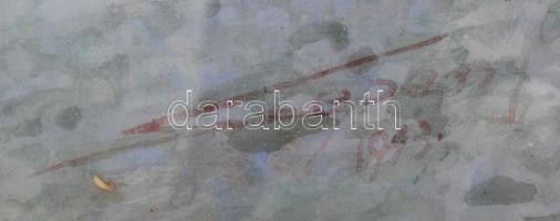 Szepessy jelzéssel: Nyáj a Hortobágyon, akvarell, papír, üvegezett fa keretben, 47×67 cm