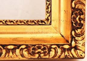 Díszes aranyozott fa keret, belső méret: 48,5×38,5 cm, külső méret: 62×52 cm