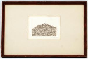 Sárkány Győző(1951-): Nosztalgia. Rézkarc(100/2), papír, jelzett, üvegezett keretben, 12x15 cm