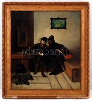 Olvashatatlan jelzéssel: Látogatás a rabbinál, olaj, fa, keretben, 37×32,5 cm