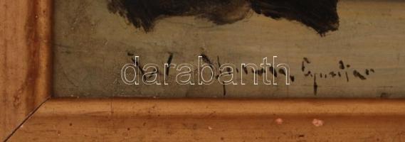 Olvashatatlan jelzéssel: Látogatás a rabbinál, olaj, fa, keretben, 37×32,5 cm