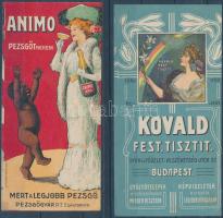 cca 1910 2 db régi dekoratív számolócédula (Animo pezsgő; Kovald fest, tisztít)