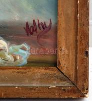 Vathy jelzéssel: Virágos csendélet, olaj-farost, 28x34cm, üvegezett keretben