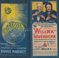 cca 1910 4 db régi dekoratív számolócédula (Kristalin hölgyek szépítőszere, Littke Casino, Willax Kávékocka)