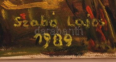 Szabó Lajos: November vége. Olaj, vászon, jelzett, sérült keretben, 50×70 cm