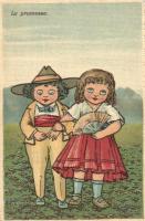 3 db régi humoros olasz motívum lap / 3 old Italian motive cards, humour