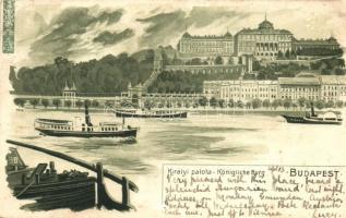 Budapest I. Királyi vár, gőzhajók litho (kis szakadás / small tear)