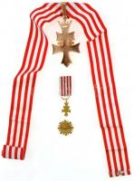 ~1960. "Szent László Társaság Lovagkeresztje" zománcozott kitüntetés nyakszalaggal, miniat...