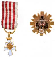 ~1960. "Szent László Társaság Lovagkeresztje" zománcozott kitüntetés nyakszalaggal, miniat...