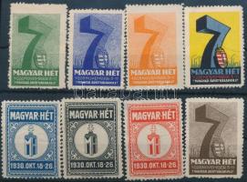 1928-30, 8db klf Magyar-Hét levélzáró