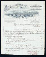 1894 Bp., IV. Ujpest Magyar Pamutipari Rt. fejléces számla