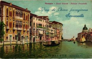 Venice, Venezia; Canal grande, palazzo Franchetti Vino di China ferruginoso Serravallo litho