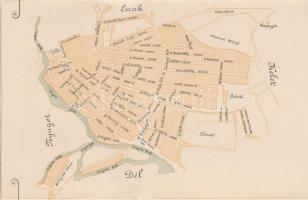 1901 Kalocsa Község belterületének térképe az 1901-ik évben eszközölt házszámozás után. Kalocsa, Jur...