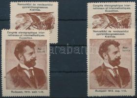 1913 Nemzetközi és rendszerközi gyorsírókongresszus, kiállítás, 4 db klf levélzáró