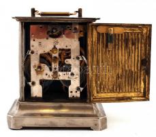 Régi zenélő utazó óra, felhúzó kulccsal, működik