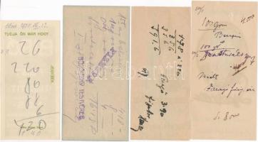 8 db régi számolócédula (Mauthner Ödön Megtermelő és Nagykereskedelmi Rt., Polgári Serfőzde, Réthy B...